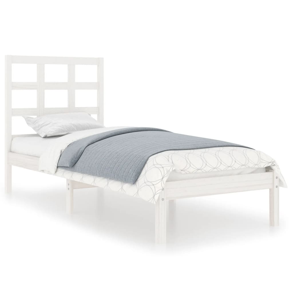 Bed Frame White Solid Wood 75x190 cm Small Single