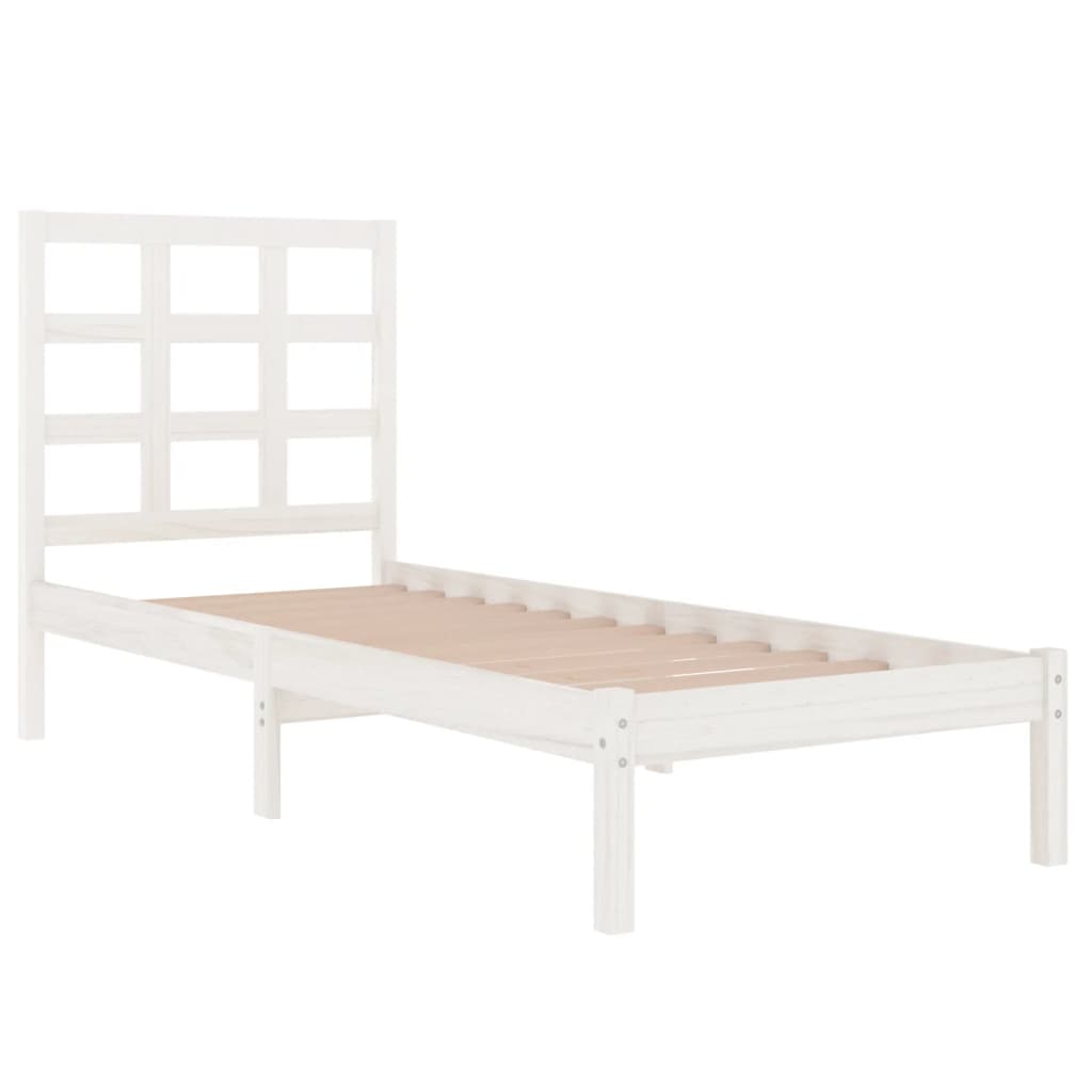 Bed Frame White Solid Wood 75x190 cm Small Single