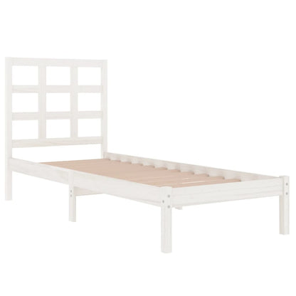 Bed Frame White Solid Wood 75x190 cm Small Single