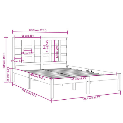 Bed Frame Solid Wood 140x190 cm