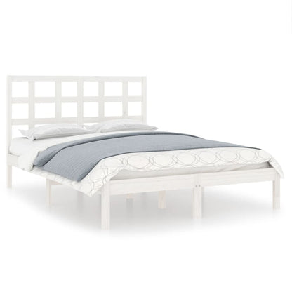 Bed Frame without Mattress White 140x190 cm Solid Wood