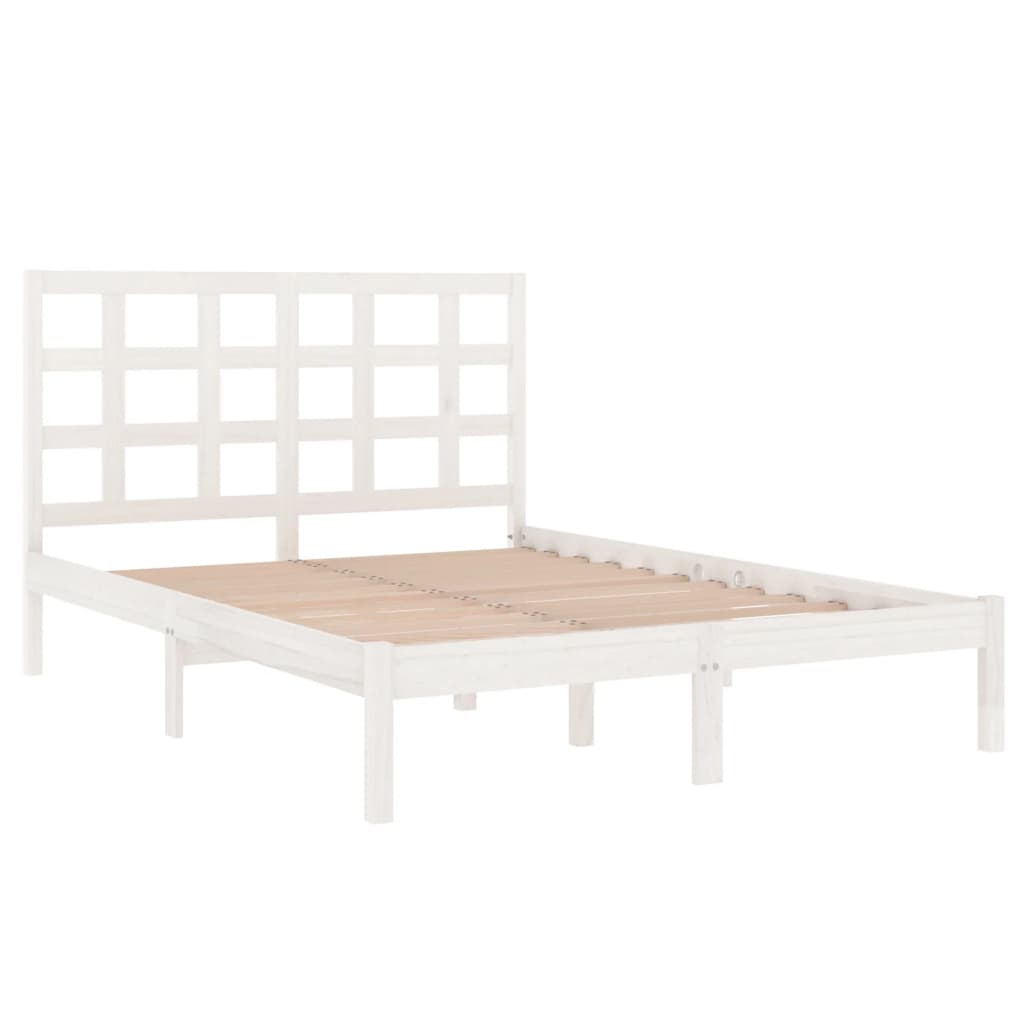 Bed Frame without Mattress White 140x190 cm Solid Wood