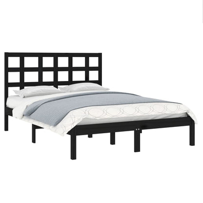 Bed Frame Black Solid Wood 140x190 cm