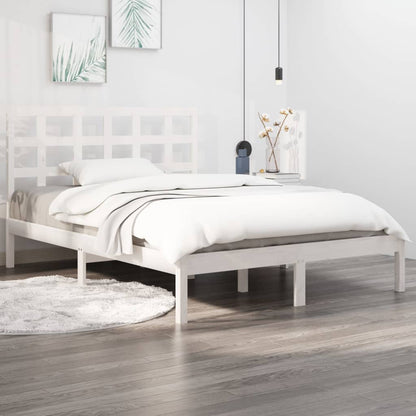 Bed Frame White Solid Wood 120x200 cm