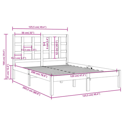 Bed Frame Honey Brown Solid Wood 120x200 cm