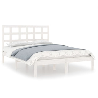 Bed Frame without Mattress White 150x200 cm King Size Solid Wood