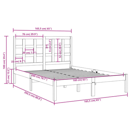 Bed Frame without Mattress White 160x200 cm Solid Wood