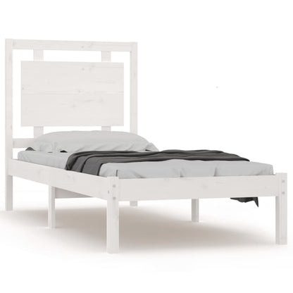 Bed Frame White Solid Wood 75x190 cm Small Single