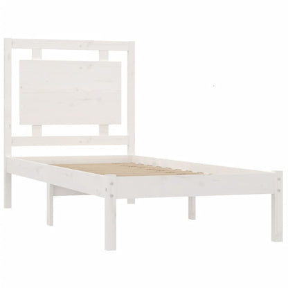 Bed Frame White Solid Wood 75x190 cm Small Single