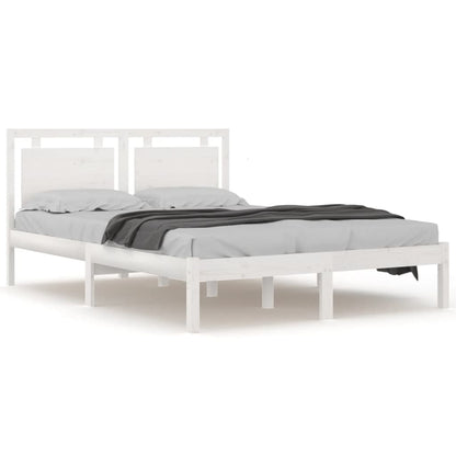 Bed Frame White Solid Wood 140x190 cm