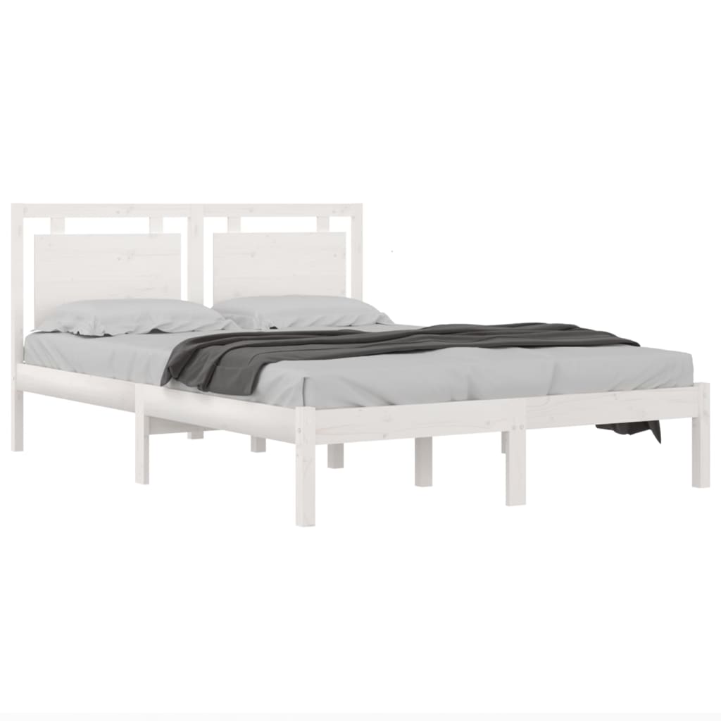 Bed Frame White Solid Wood 140x190 cm