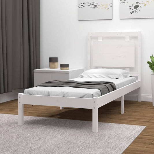 Bed Frame White Solid Wood 100x200 cm