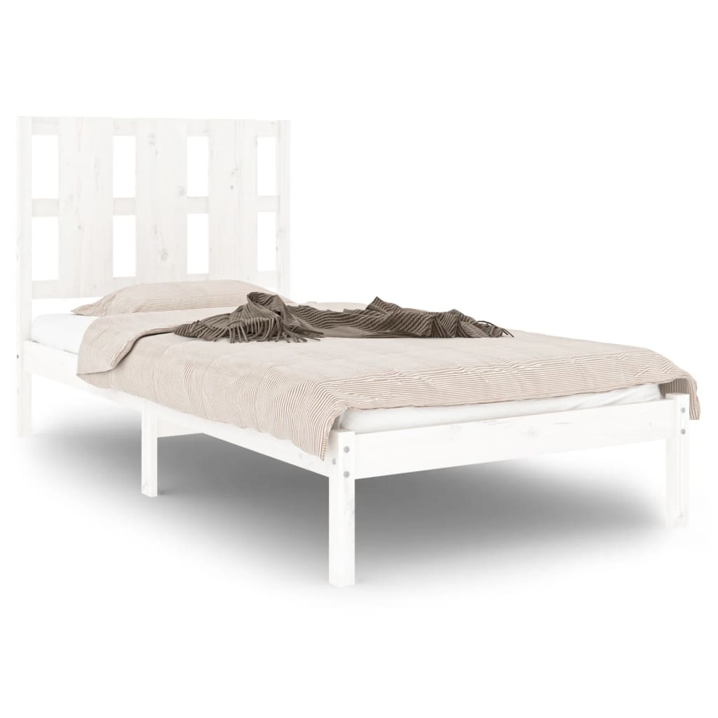 Bed Frame without Mattress White 75x190 cm Small Single Solid Wood