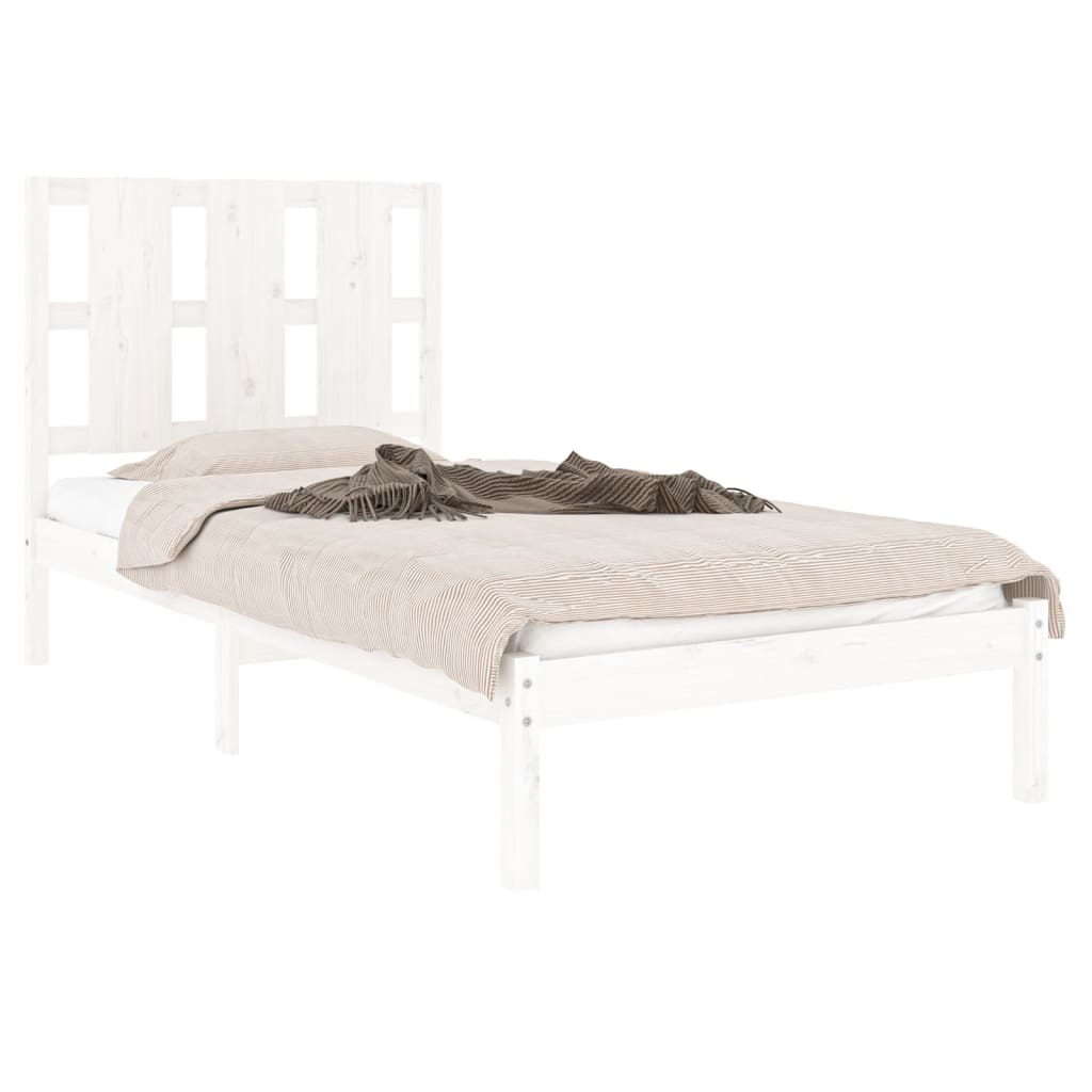 Bed Frame without Mattress White 75x190 cm Small Single Solid Wood