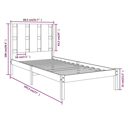 Bed Frame without Mattress White 75x190 cm Small Single Solid Wood