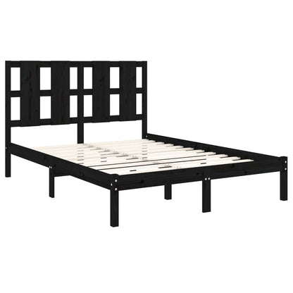 Bed Frame Black Solid Wood Pine 120x200 cm