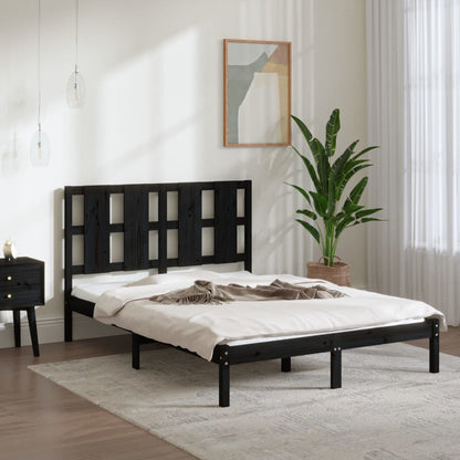 Bed Frame Black Solid Wood Pine 120x200 cm