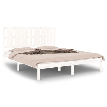 Bed Frame White Solid Wood Pine 160x200 cm