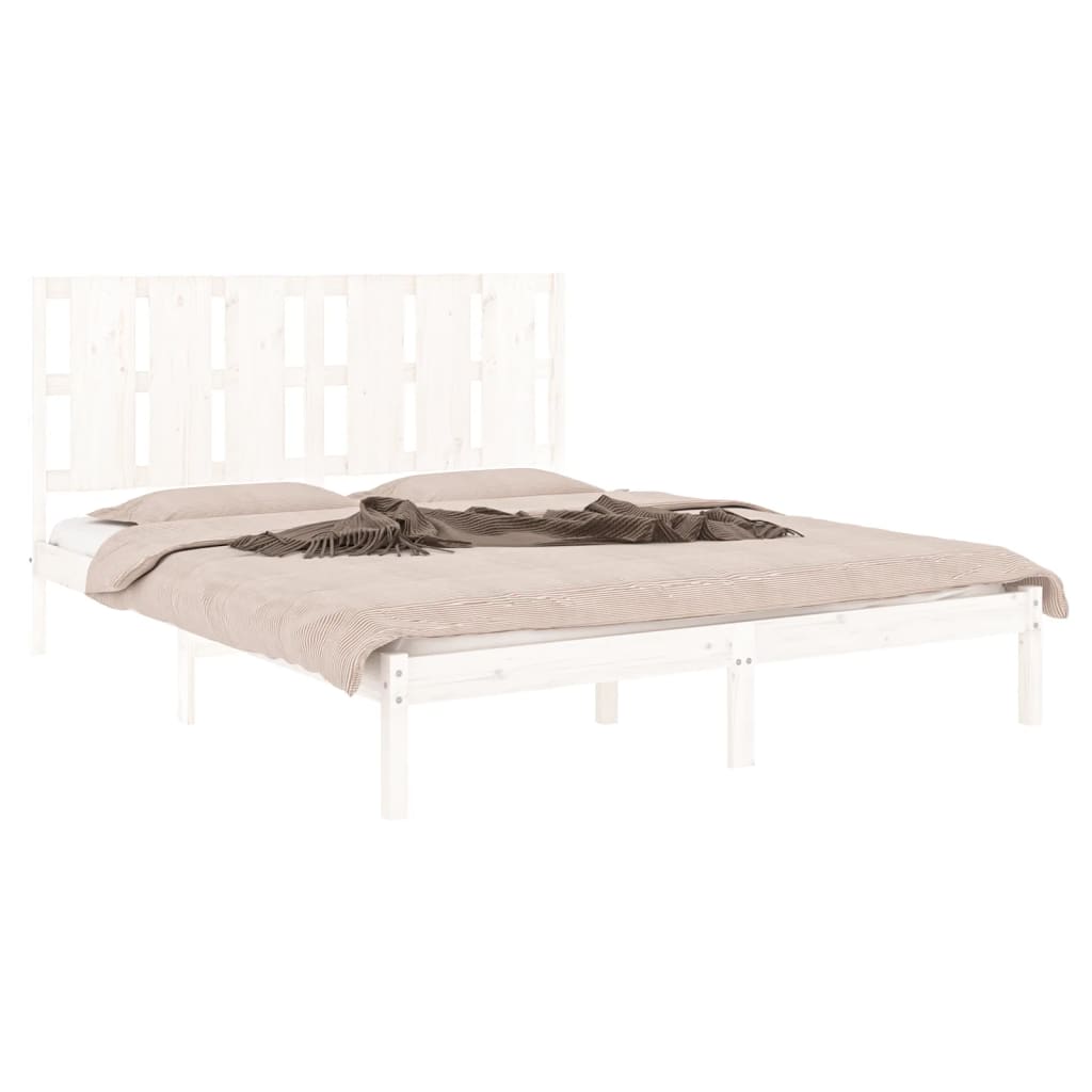 Bed Frame White Solid Wood Pine 160x200 cm