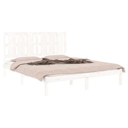 Bed Frame White Solid Wood Pine 160x200 cm