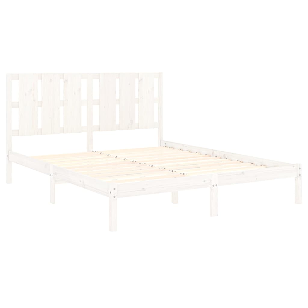 Bed Frame White Solid Wood Pine 160x200 cm