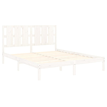 Bed Frame White Solid Wood Pine 160x200 cm