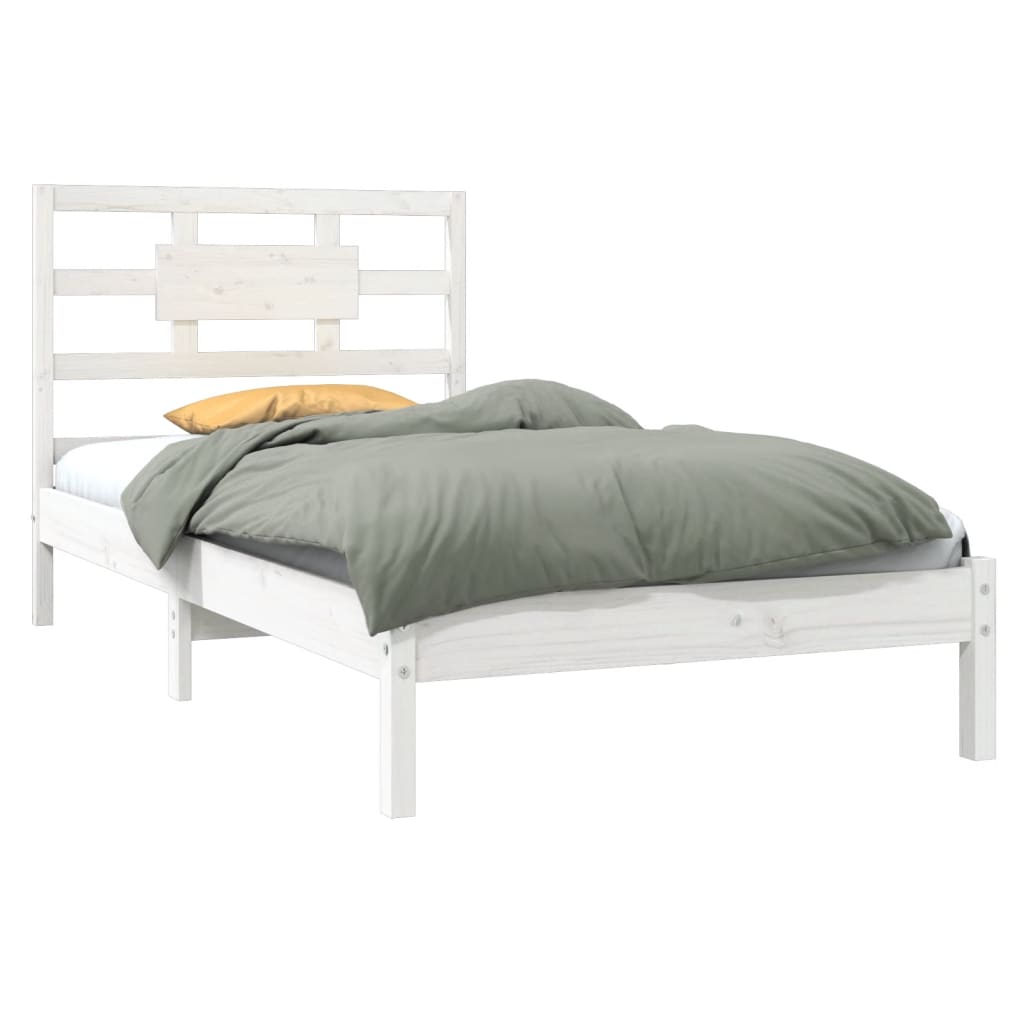 Bed Frame without Mattress White 90x190 cm Single Solid Wood