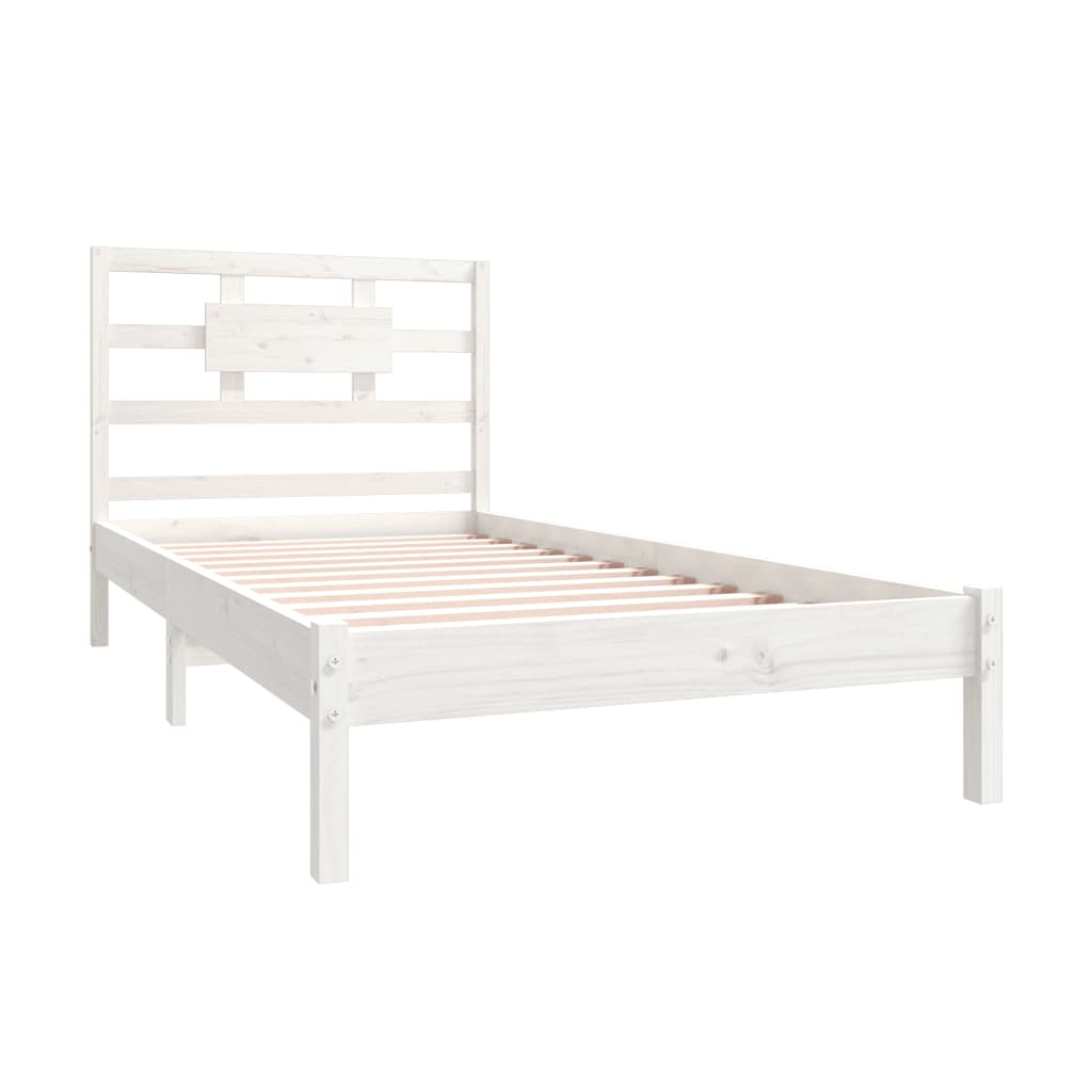 Bed Frame without Mattress White 90x190 cm Single Solid Wood