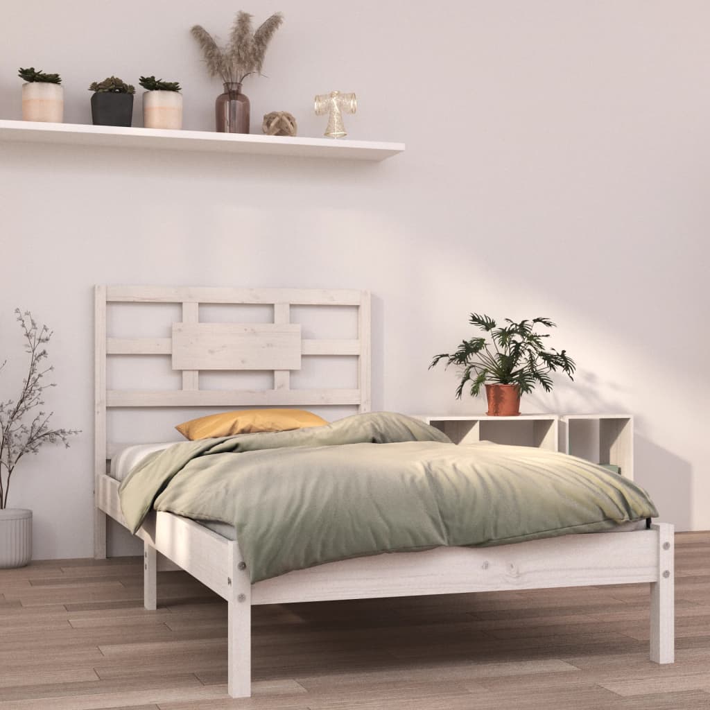 Bed Frame without Mattress White 90x190 cm Single Solid Wood