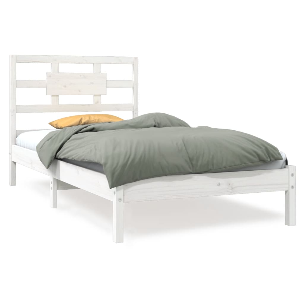 Bed Frame without Mattress White 100x200 cm Solid Wood