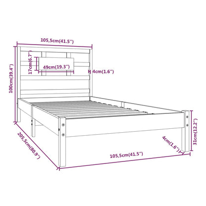 Bed Frame without Mattress White 100x200 cm Solid Wood