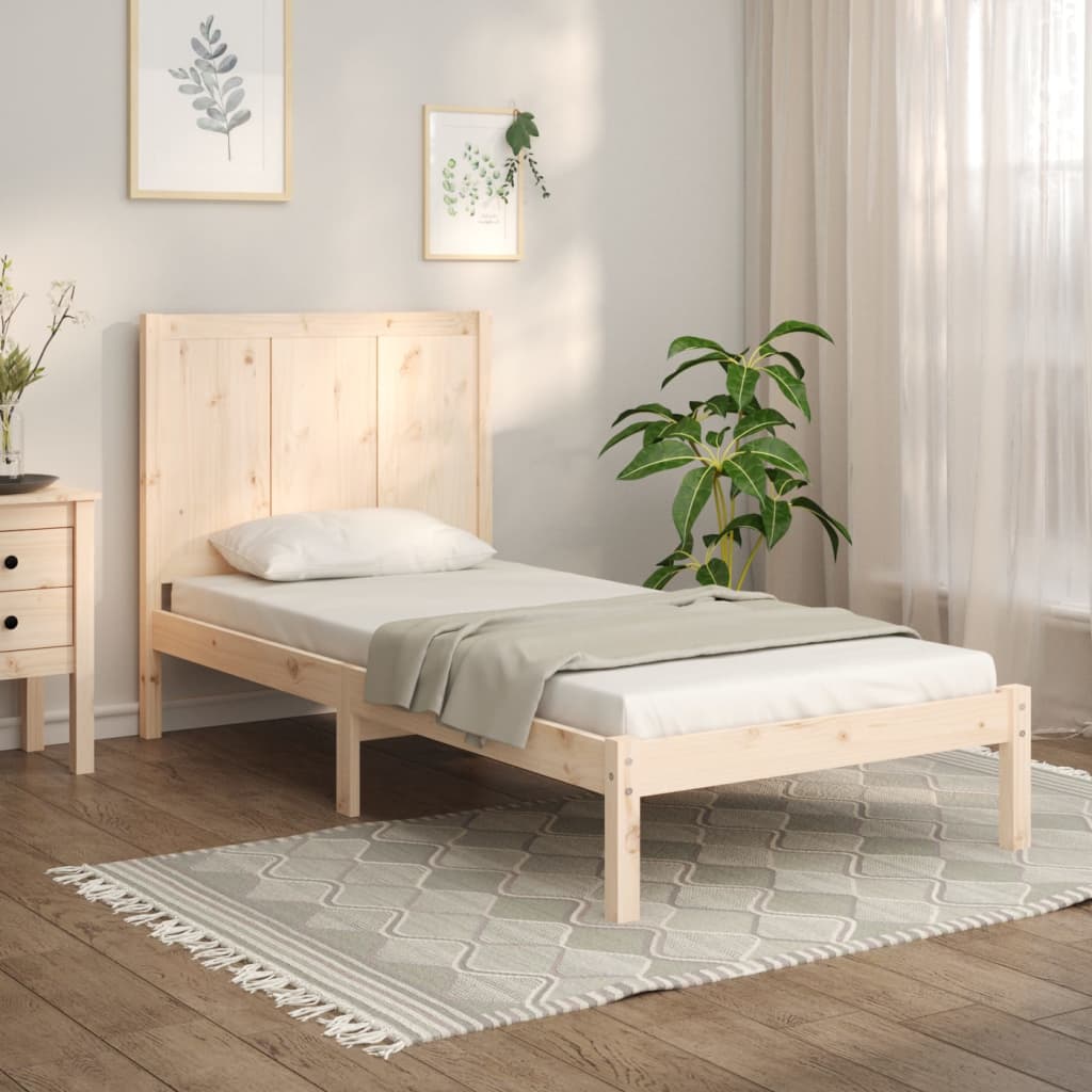 Bed Frame Solid Wood Pine 75x190 cm Small Single