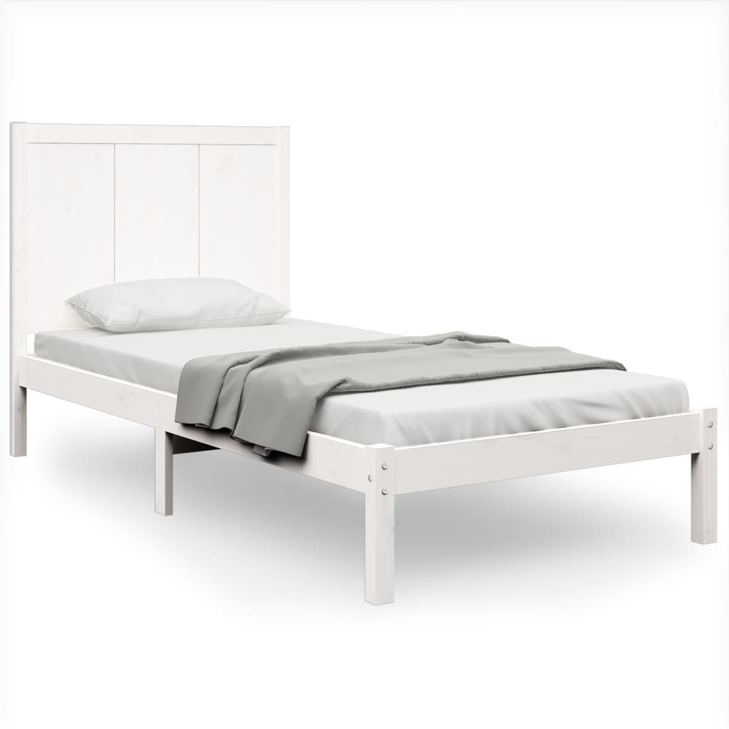 Bed Frame without Mattress White 75x190 cm Small Single Solid Wood Pine