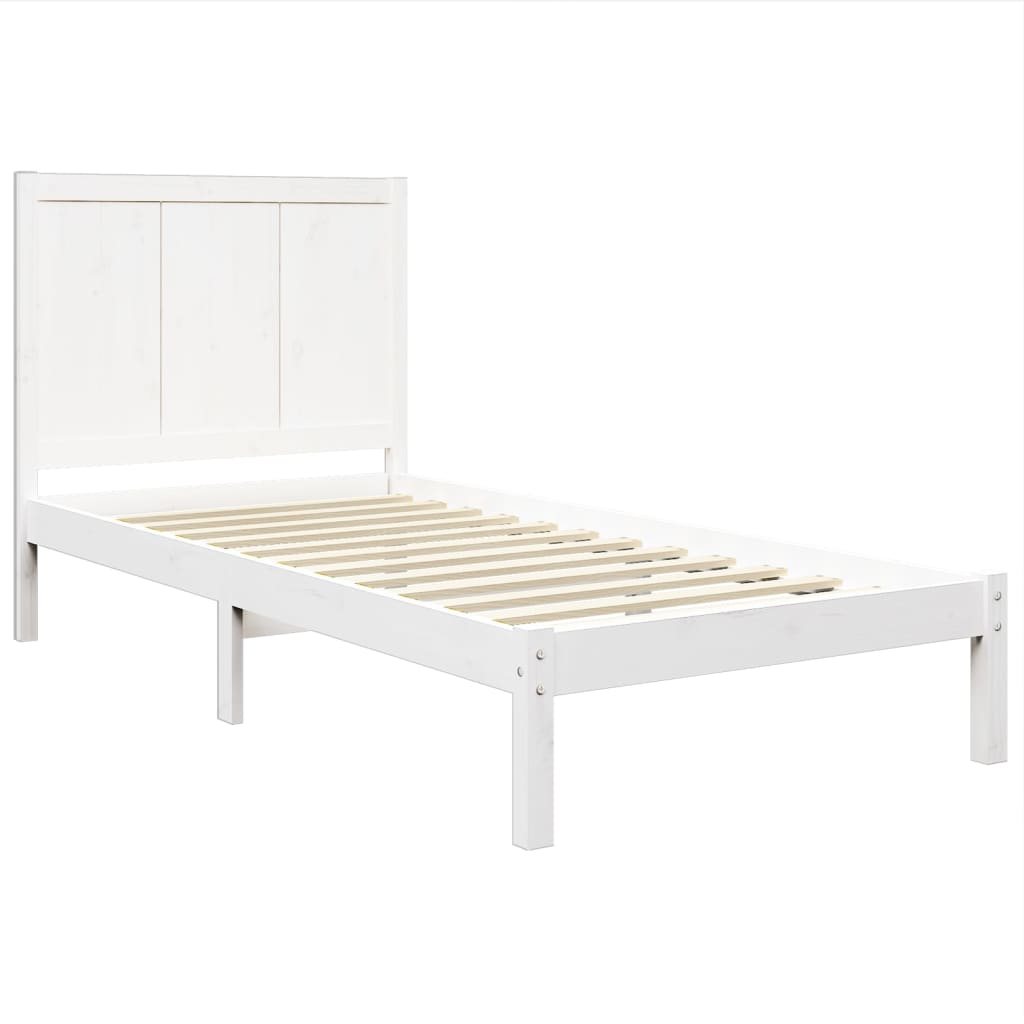 Bed Frame without Mattress White 75x190 cm Small Single Solid Wood Pine