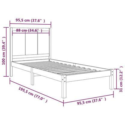 Bed Frame Solid Wood Pine 90X190 cm Single