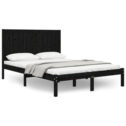 Bed Frame Black Solid Wood Pine 120x200 cm