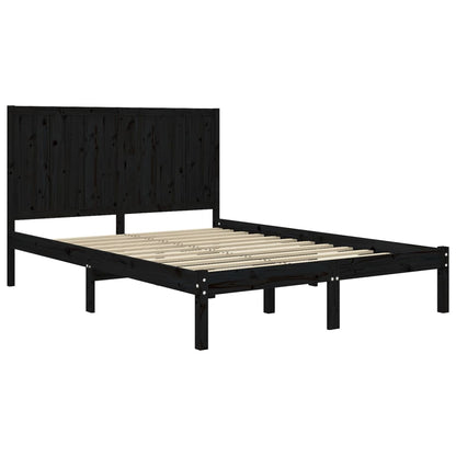 Bed Frame Black Solid Wood Pine 120x200 cm