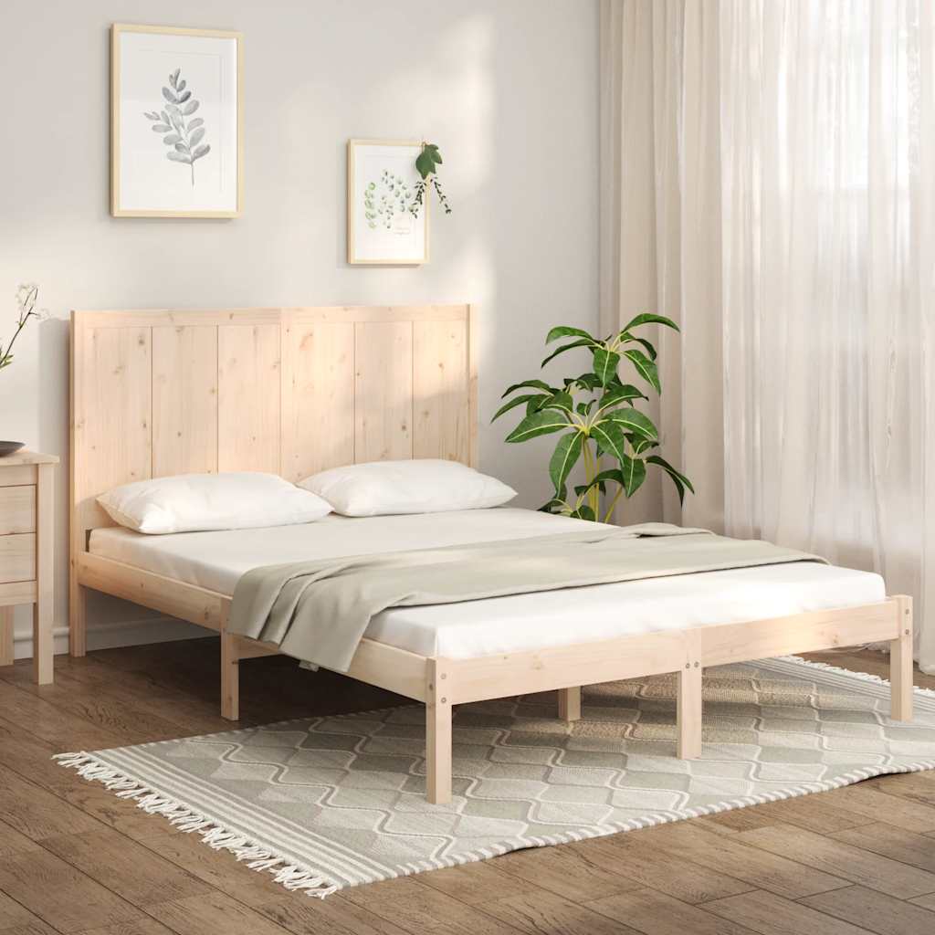 Bed Frame without Mattress 150x200 cm King Size Solid Wood Pine