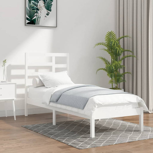 Bed Frame without Mattress White Solid Wood 90x190 cm Single Single