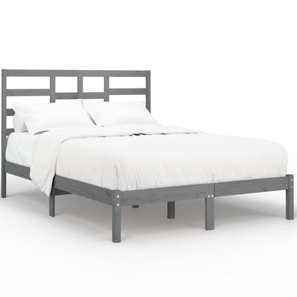 Bed Frame Grey Solid Wood 135x190 cm Double