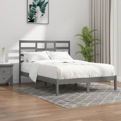 Bed Frame Grey Solid Wood 135x190 cm Double