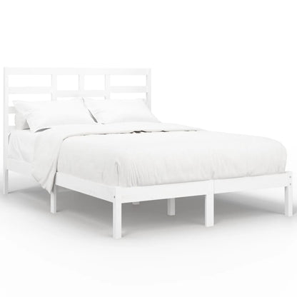 Bed Frame White Solid Wood 140x190 cm