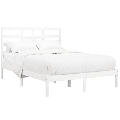 Bed Frame White Solid Wood 140x190 cm