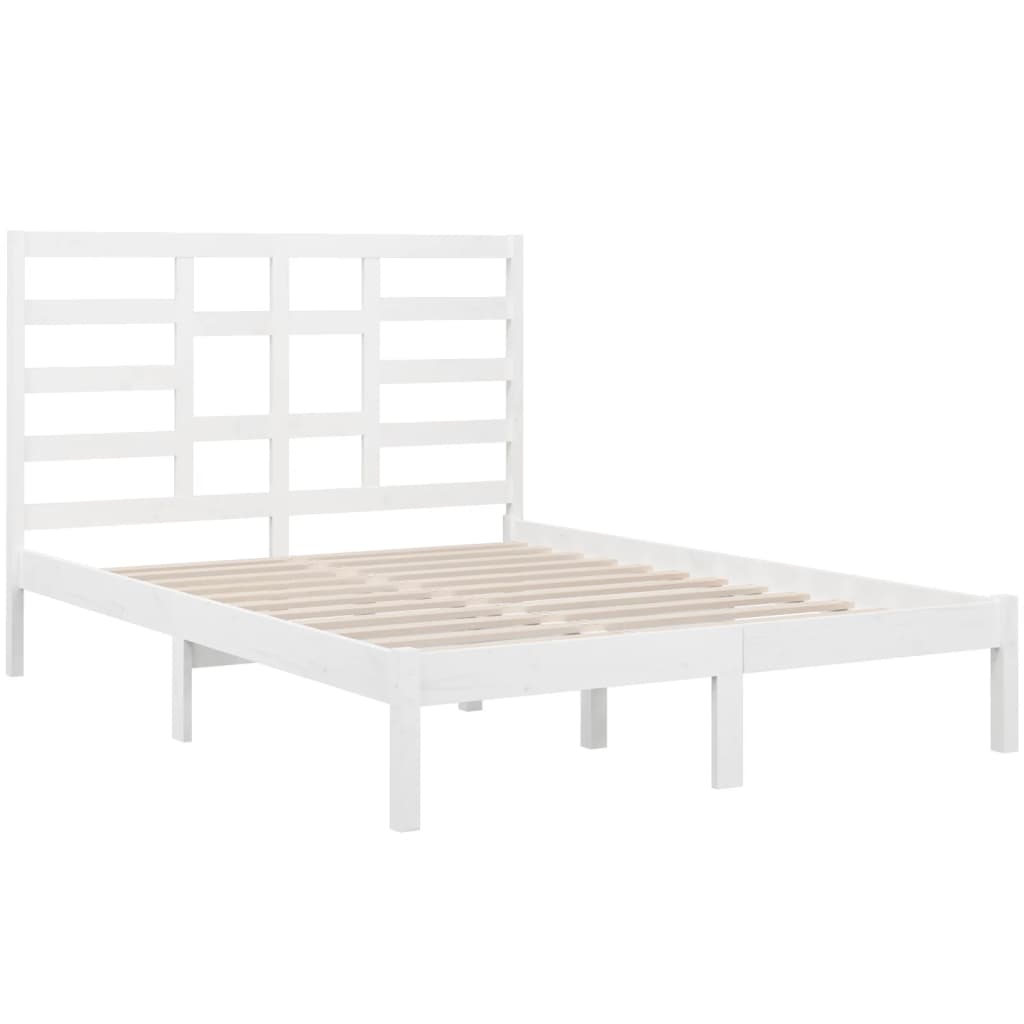 Bed Frame White Solid Wood 140x190 cm