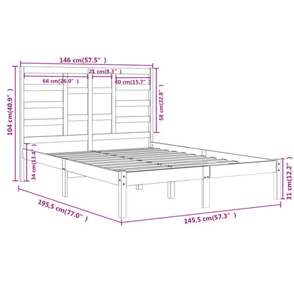 Bed Frame White Solid Wood 140x190 cm