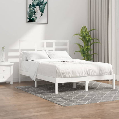 Bed Frame White Solid Wood 140x190 cm