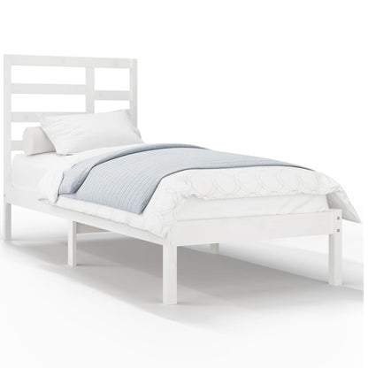 Bed Frame White Solid Wood 100x200 cm