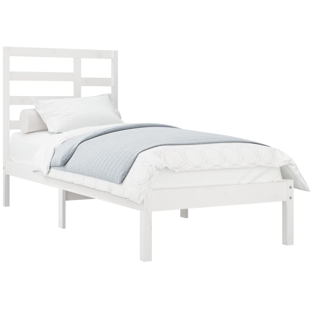 Bed Frame White Solid Wood 100x200 cm