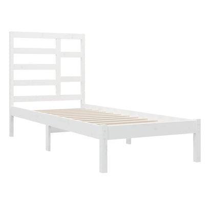 Bed Frame White Solid Wood 100x200 cm