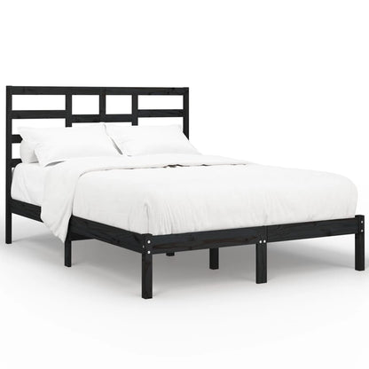 Bed Frame Black Solid Wood 140x200 cm